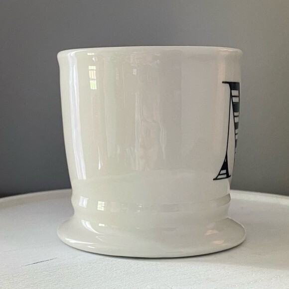 Anthropologie Monogram Coffee Mug Letter M White Initials Mug Black Lettering - Picture 5 of 8